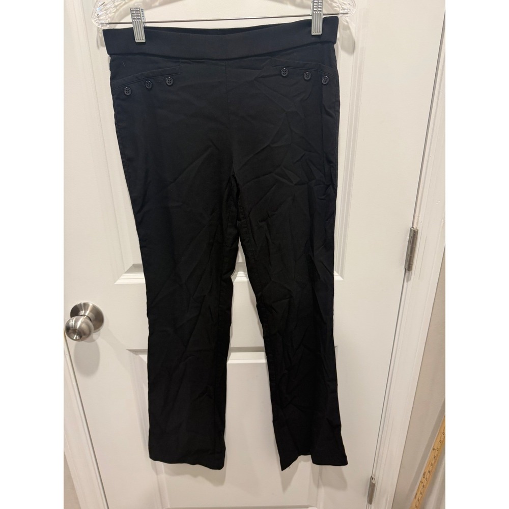 Joe B Womens Pull On Pants Decorative Button Detail Black Large